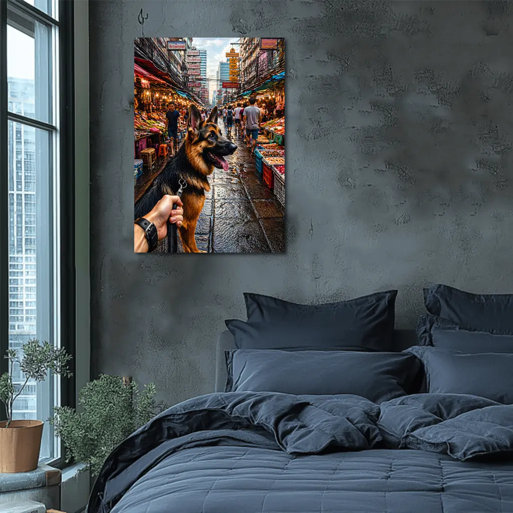German Shepherd Dog Bangkok Street Market – Wall Art