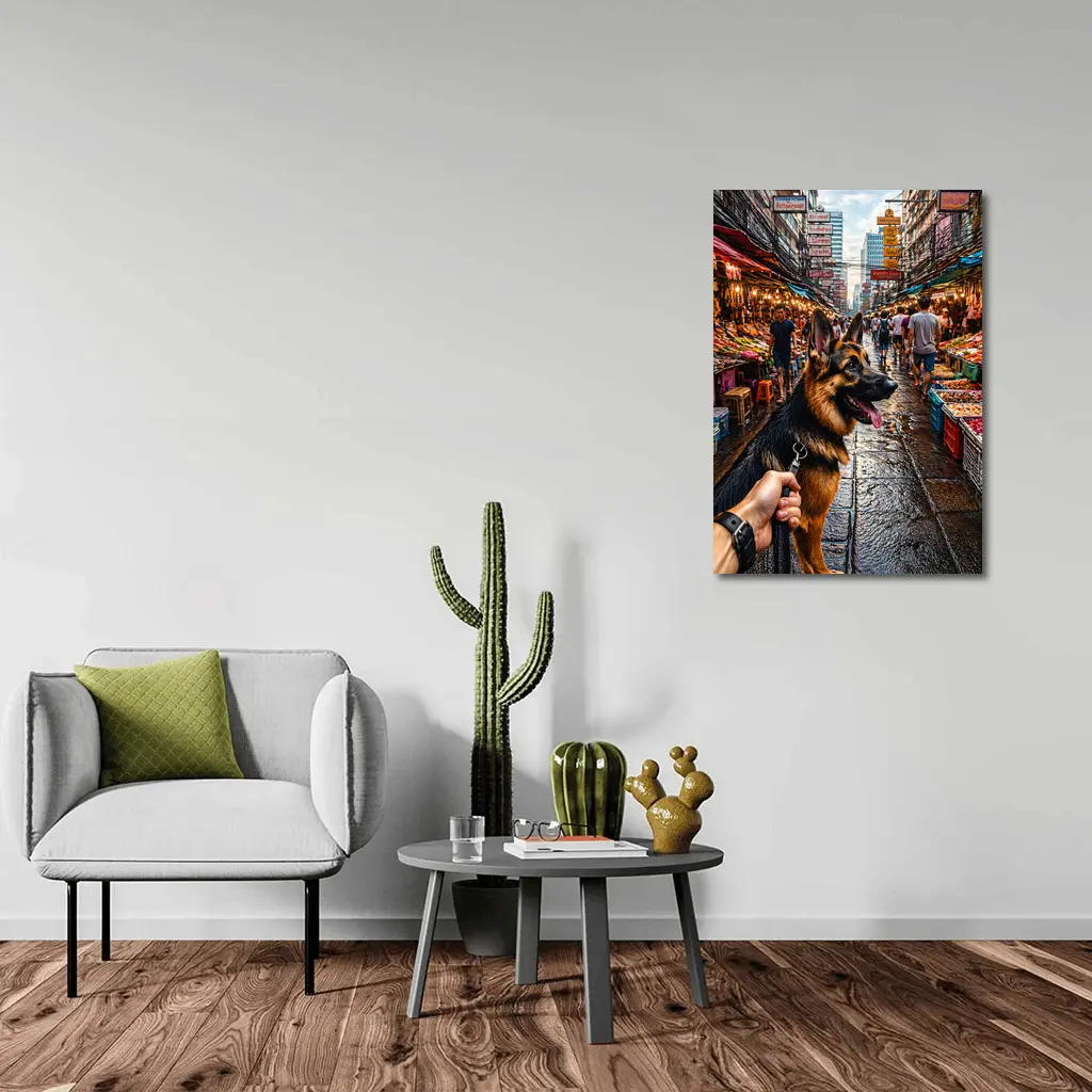 German Shepherd Dog Bangkok Street Market – Wall Art