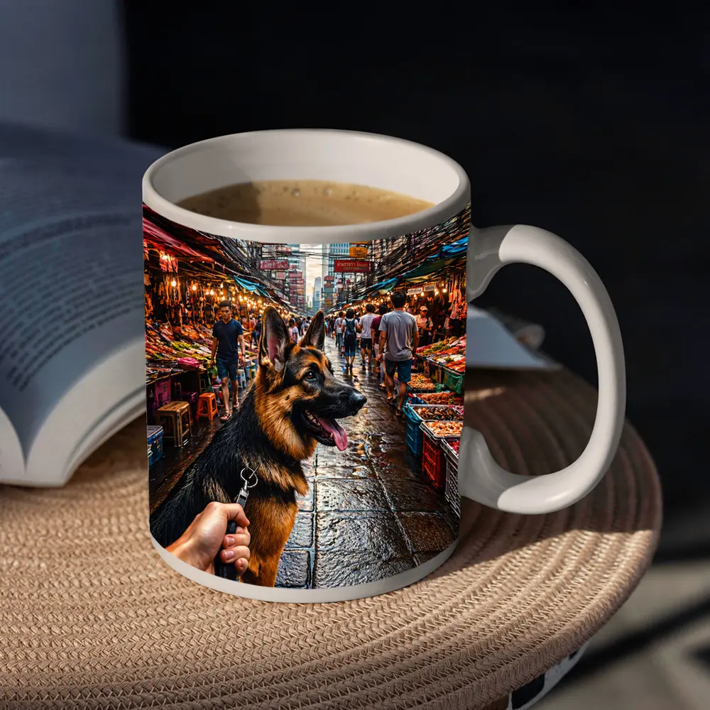 German Shepherd Dog Bangkok Street Market – Mugs