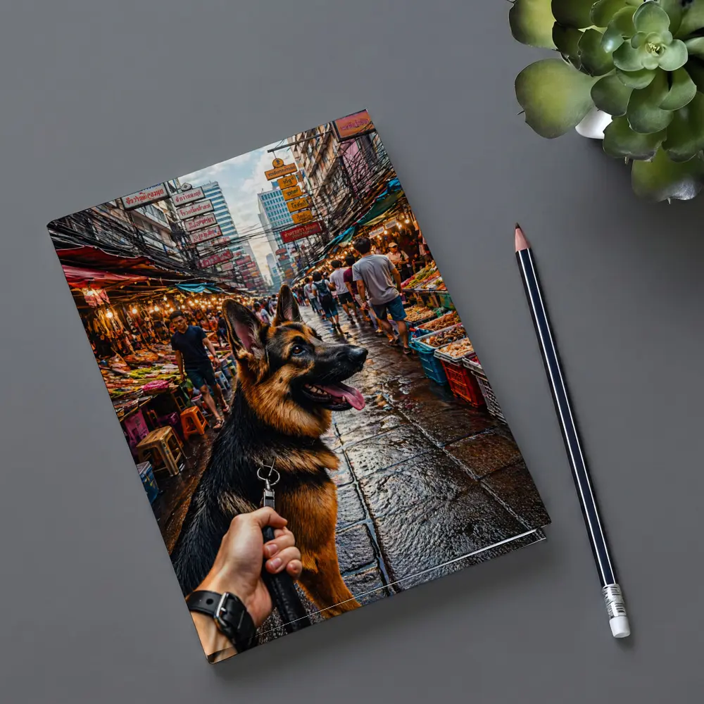 German Shepherd Dog Bangkok Street Market – Notebooks