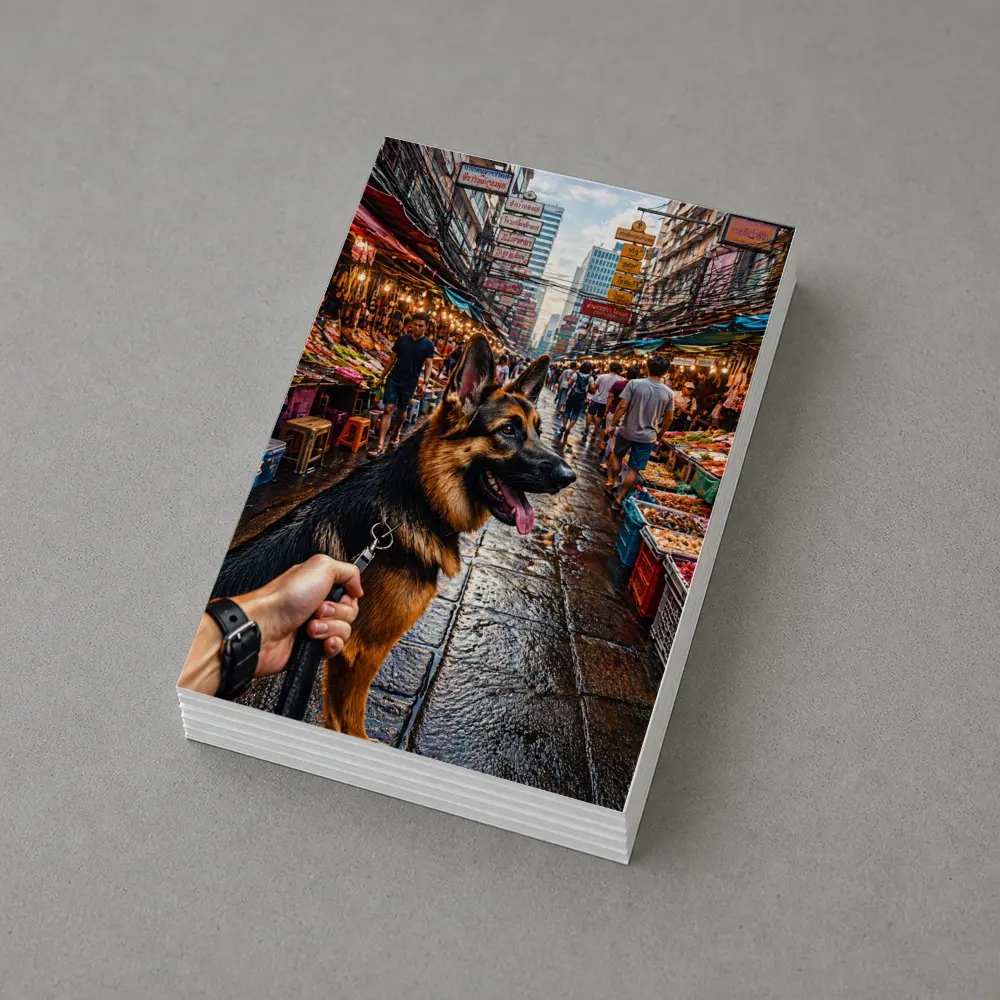 German Shepherd Dog Bangkok Street Market – Postcards