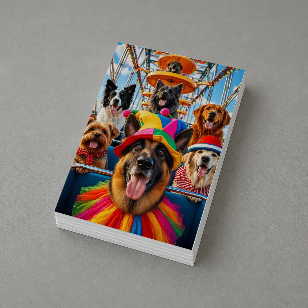German Shepherd Dogs Clown Hats Carnival Ferris Wheel – Postcards