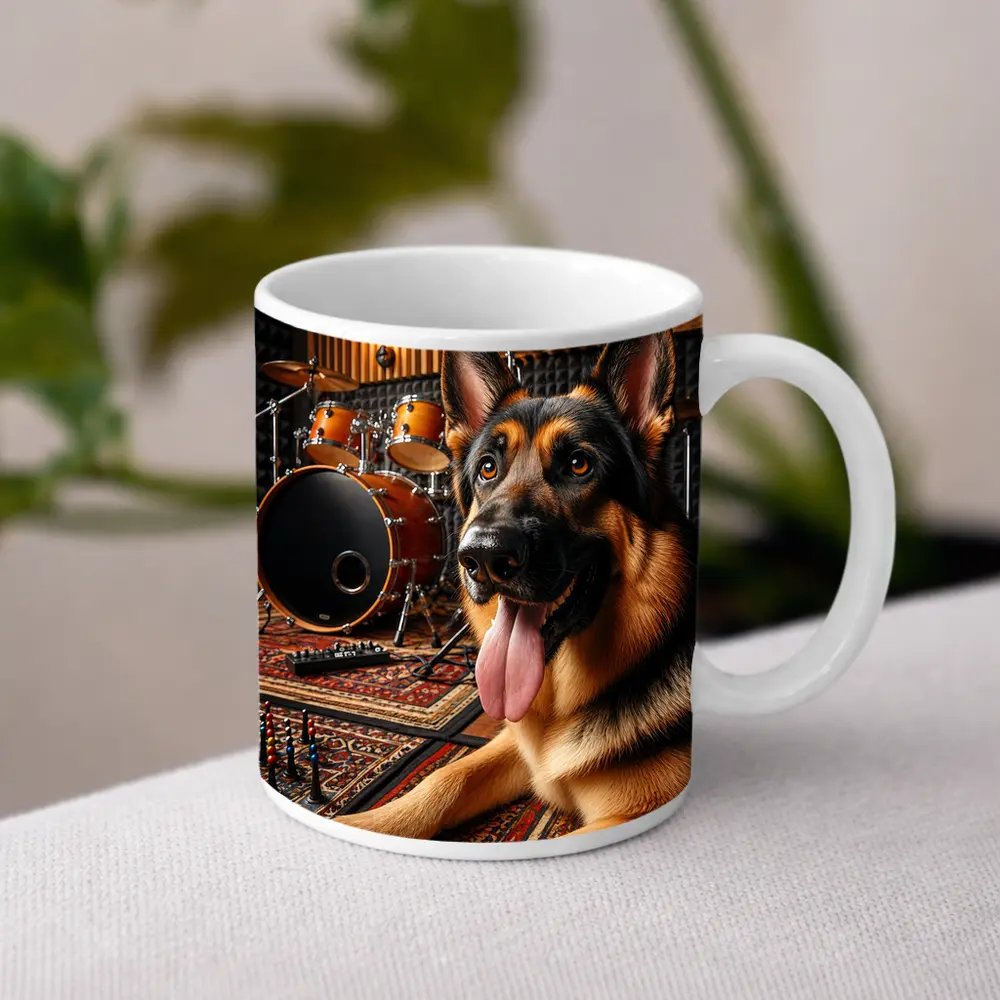 German Shepherd Relaxing In Music Studio – Mugs