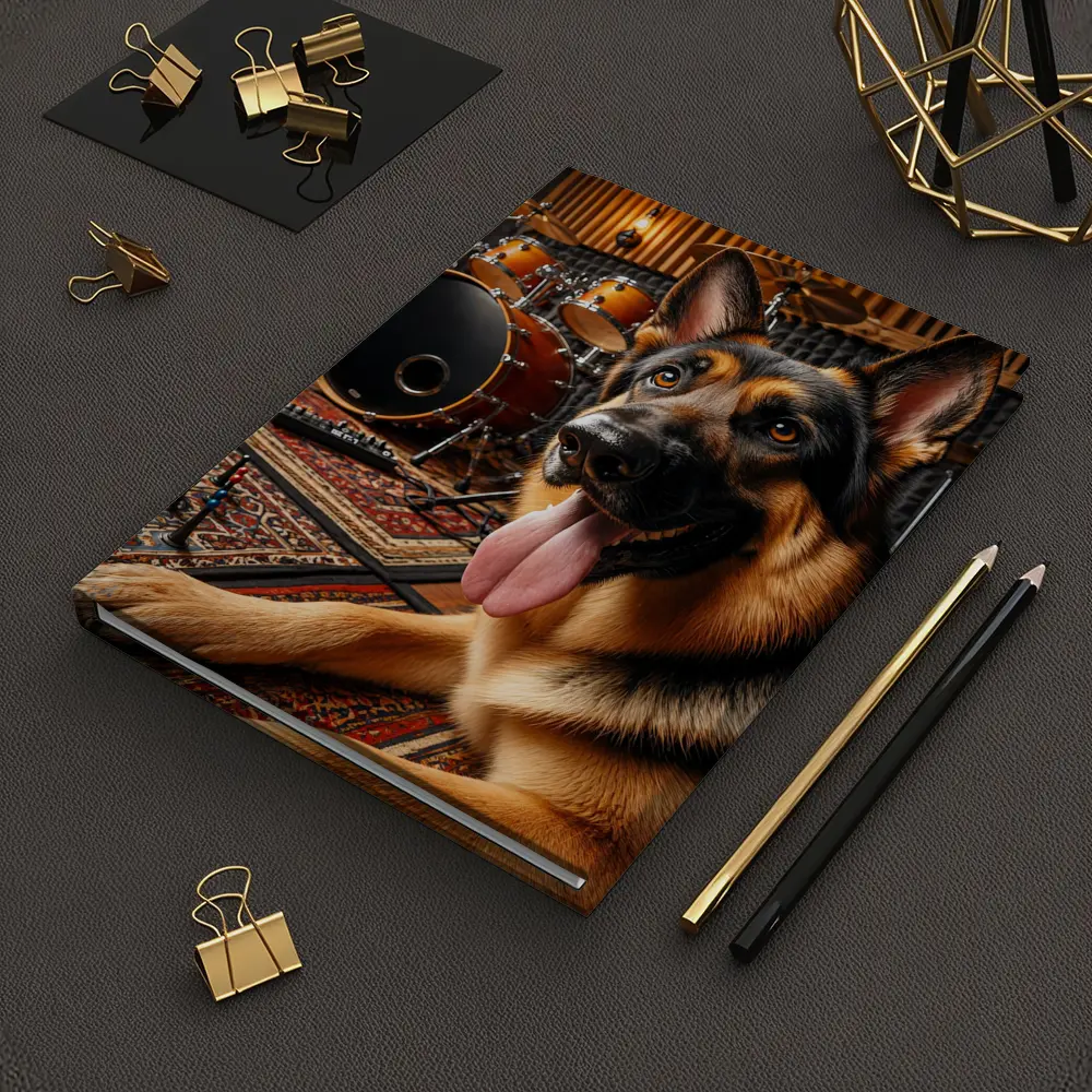German Shepherd Relaxing In Music Studio – Notebooks