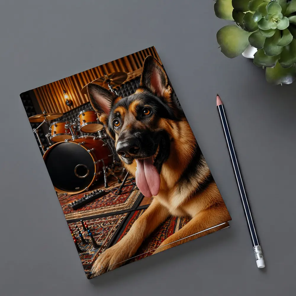 German Shepherd Relaxing In Music Studio – Notebooks