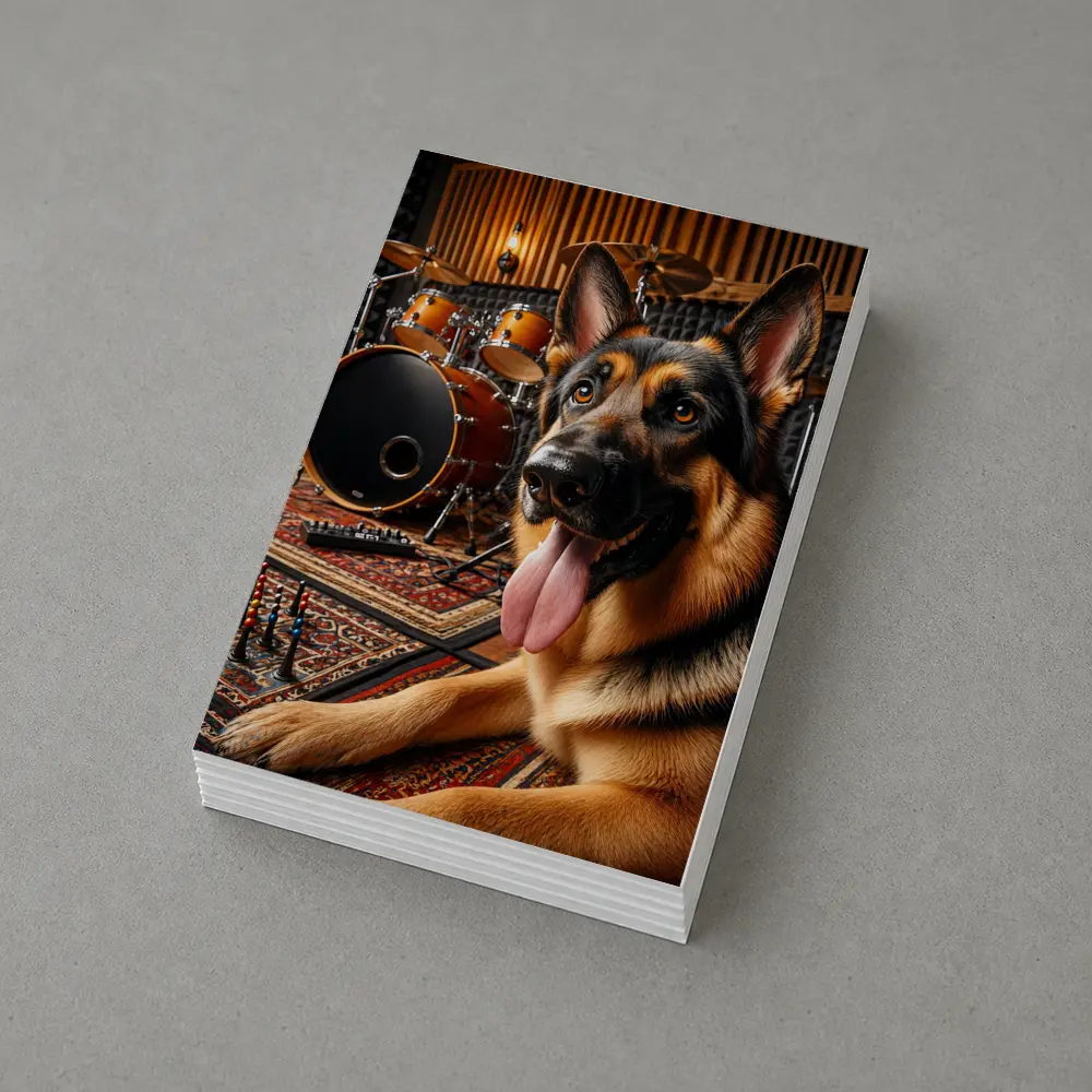 German Shepherd Relaxing In Music Studio – Postcards