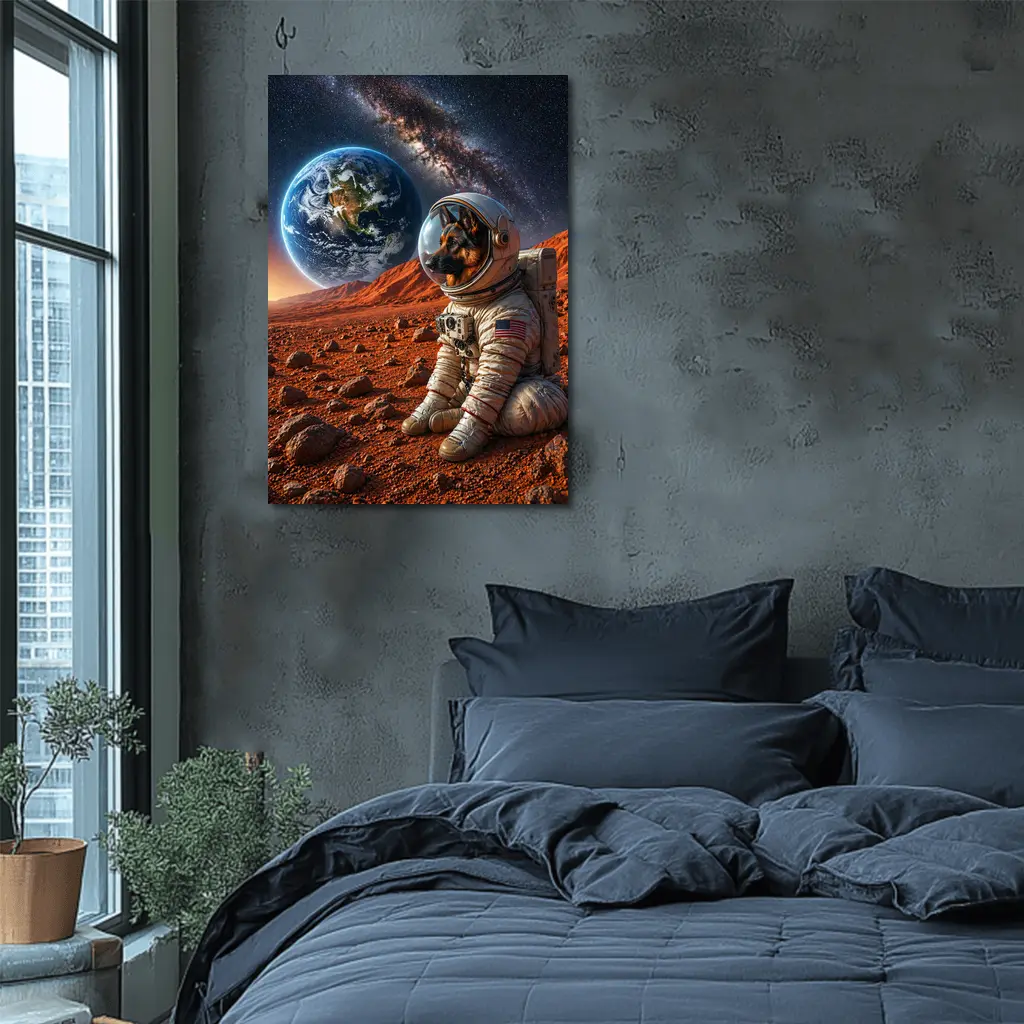 German Shepherd Astronaut On Mars Surface – Wall Art