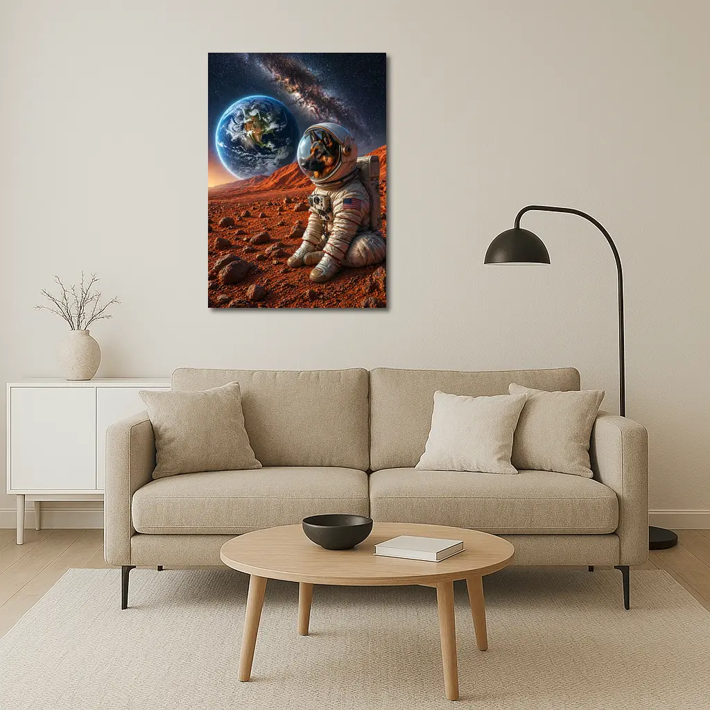 German Shepherd Astronaut On Mars Surface – Wall Art