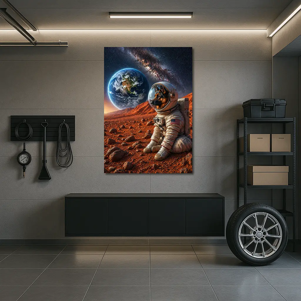 German Shepherd Astronaut On Mars Surface – Wall Art