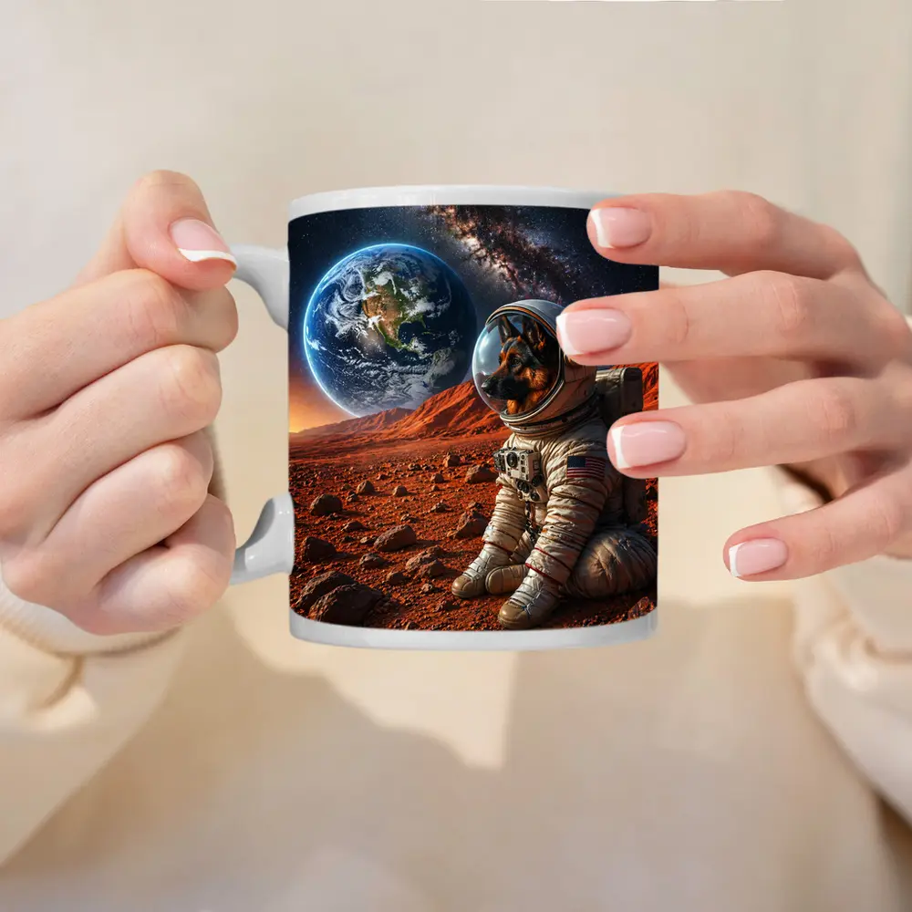 German Shepherd Astronaut On Mars Surface – Mugs