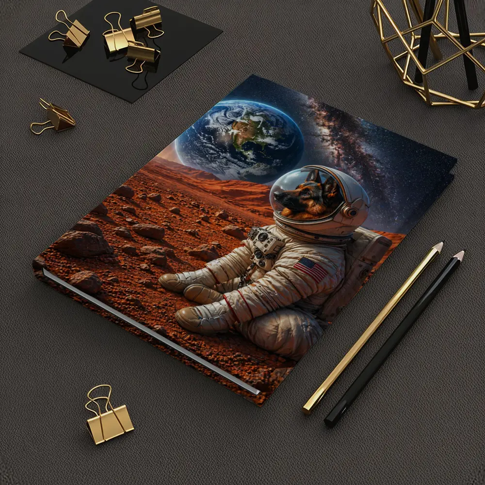 German Shepherd Astronaut On Mars Surface – Notebooks