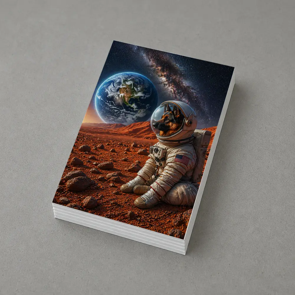 German Shepherd Astronaut On Mars Surface – Postcards