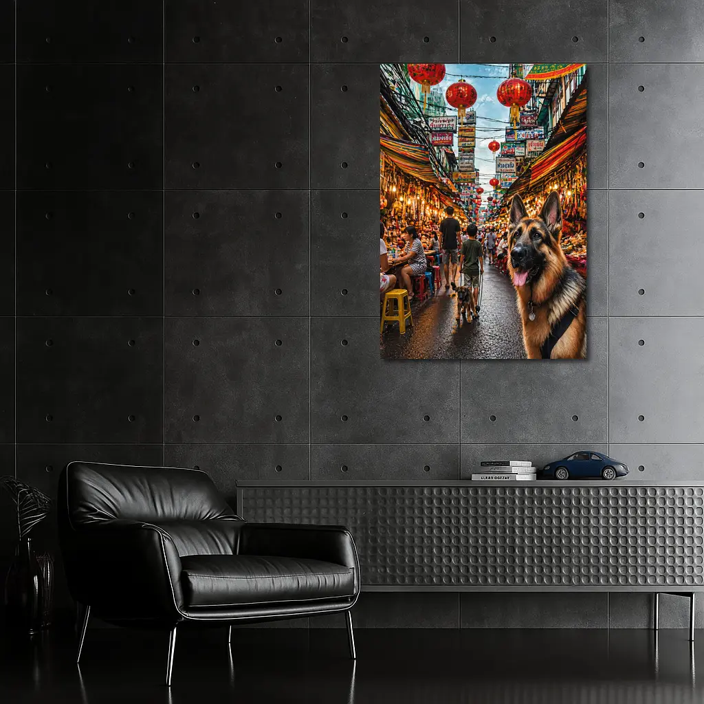 German Shepherd Dog Bangkok Market Street – Wall Art