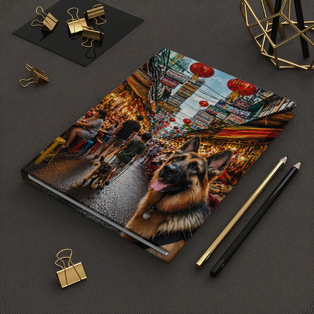 German Shepherd Dog Bangkok Market Street – Notebooks