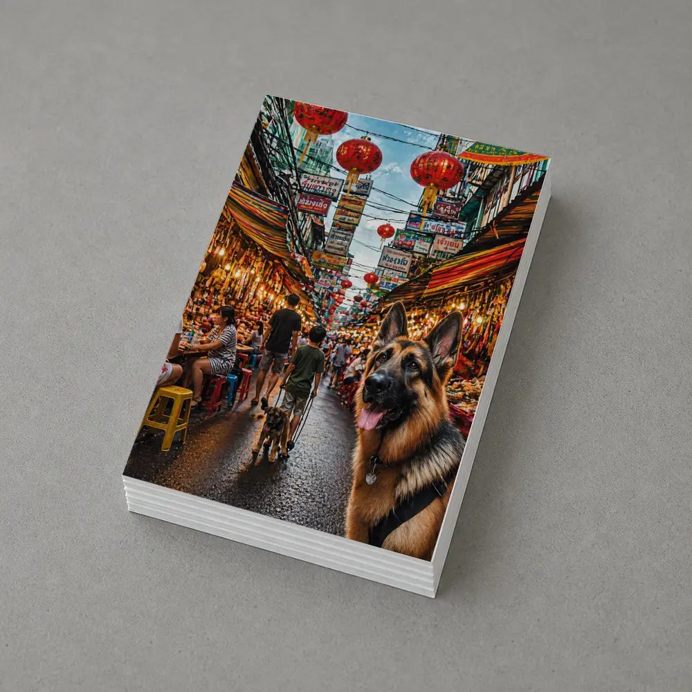 German Shepherd Dog Bangkok Market Street – Postcards