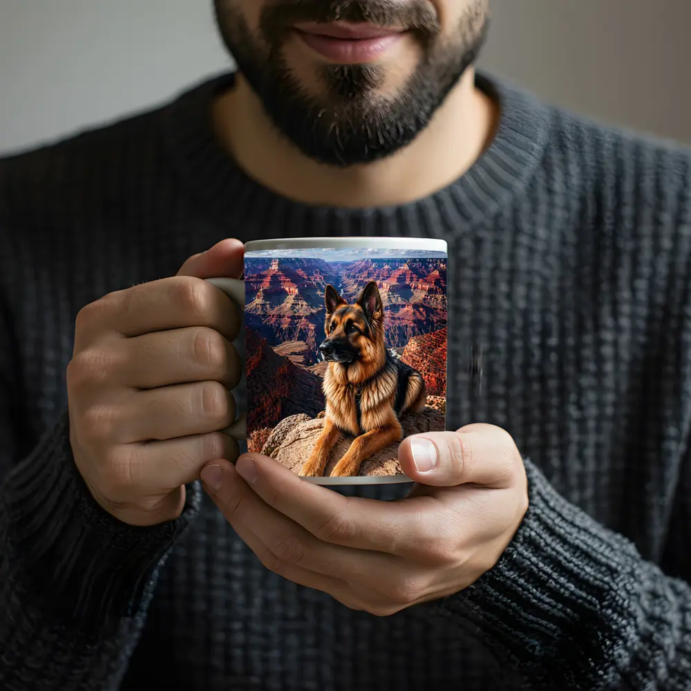 German Shepherd Resting at Grand Canyon – Mugs