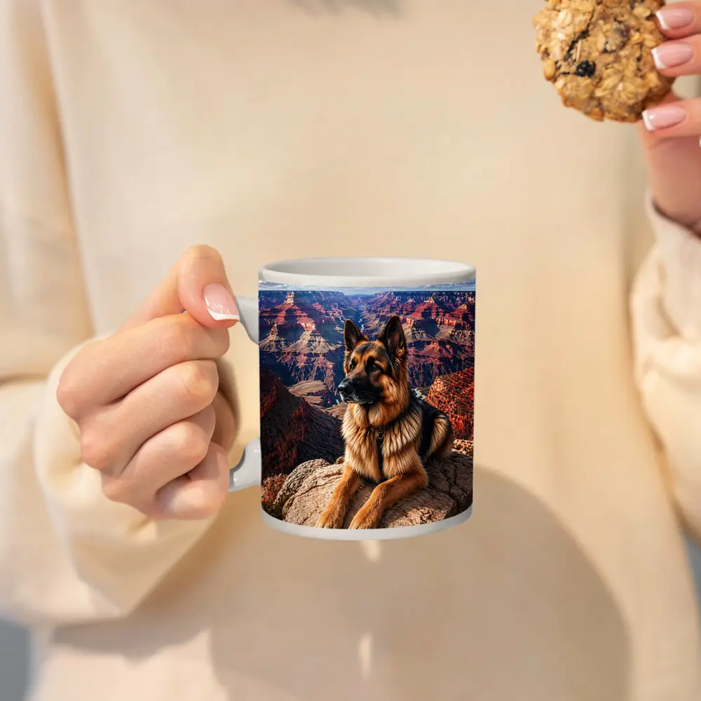 German Shepherd Resting at Grand Canyon – Mugs