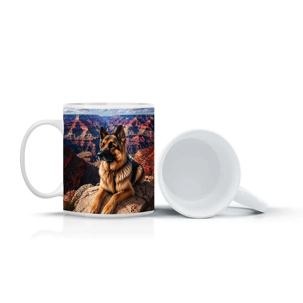German Shepherd Resting at Grand Canyon – Mugs
