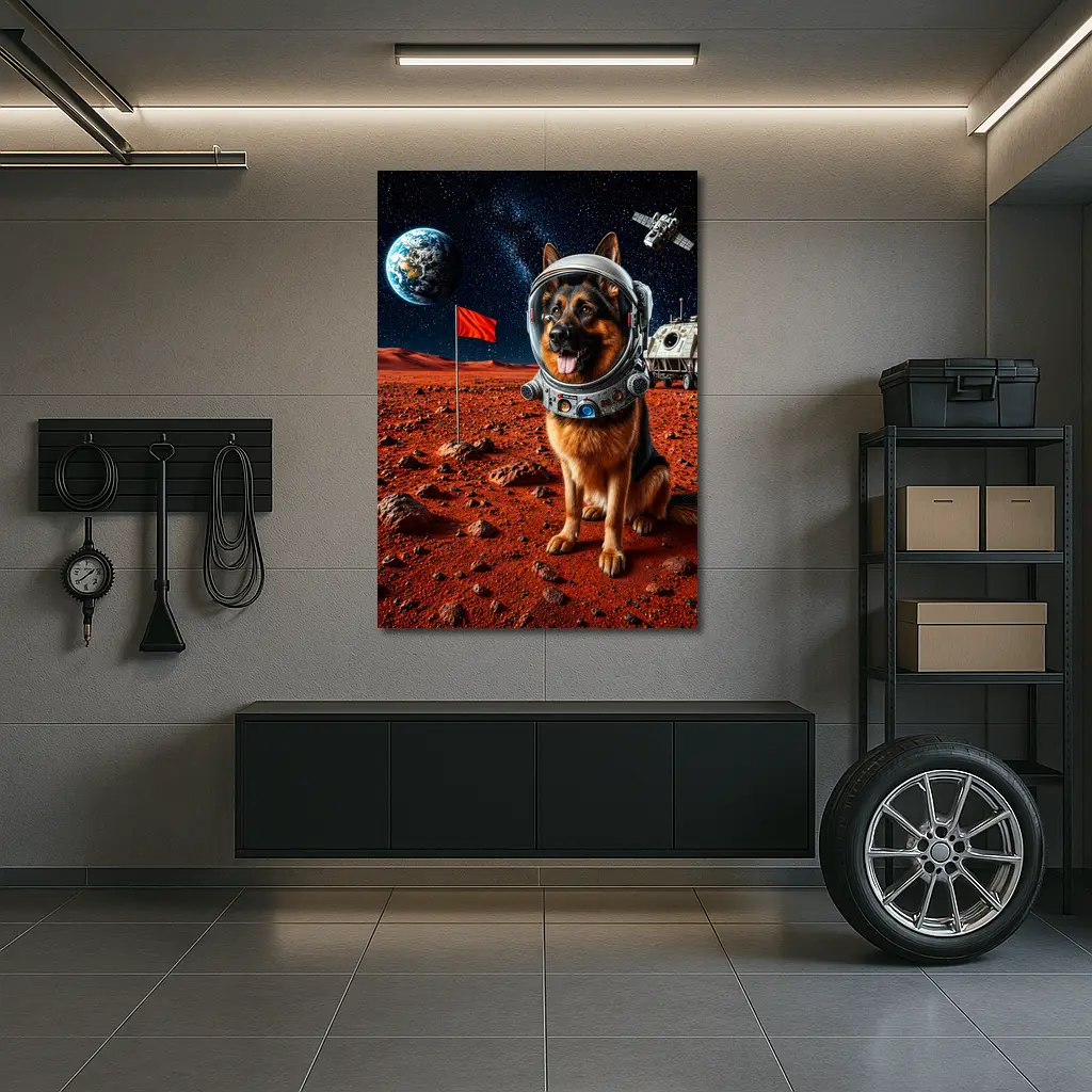 German Shepherd Astronaut Dog on Mars – Wall Art