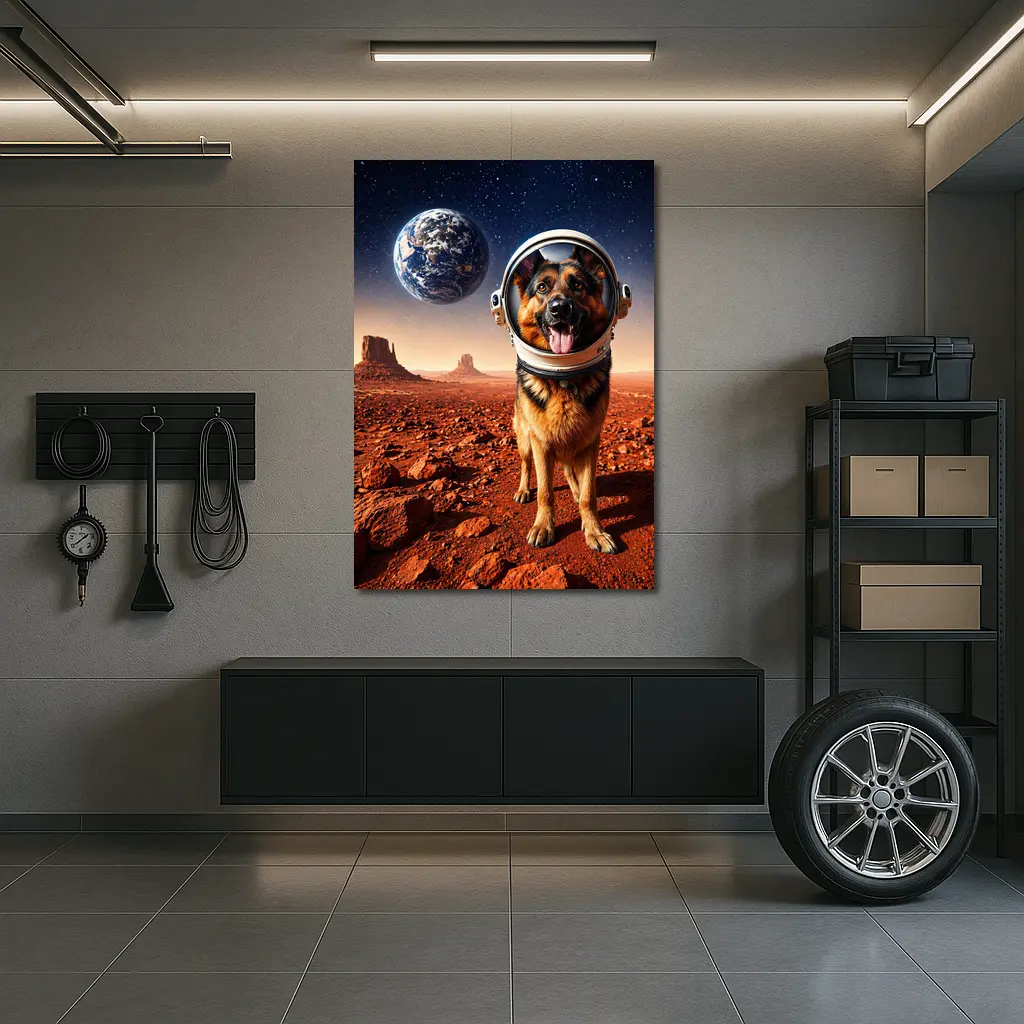 German Shepherd Astronaut Dog on Mars – Wall Art
