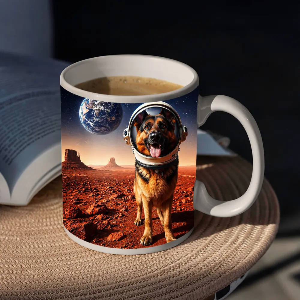 German Shepherd Astronaut Dog on Mars – Mugs