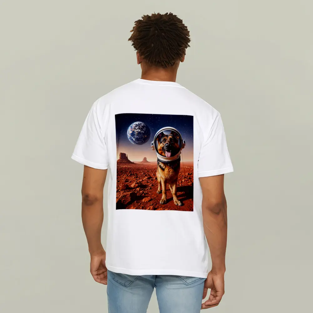 German Shepherd Astronaut Dog on Mars – T-Shirts