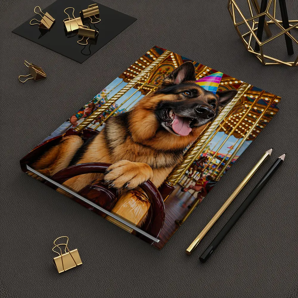 German Shepherd Party Hat Carousel Fun – Notebooks