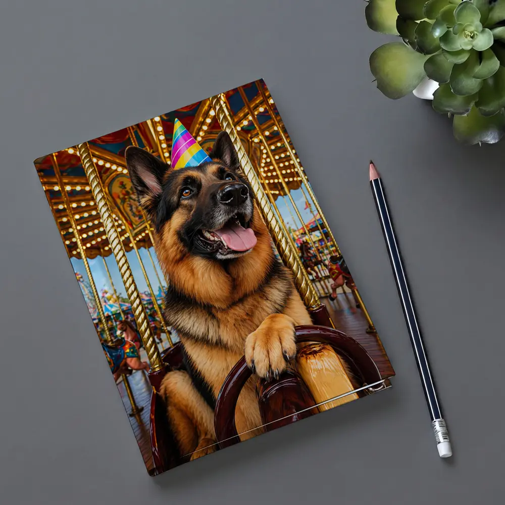 German Shepherd Party Hat Carousel Fun – Notebooks