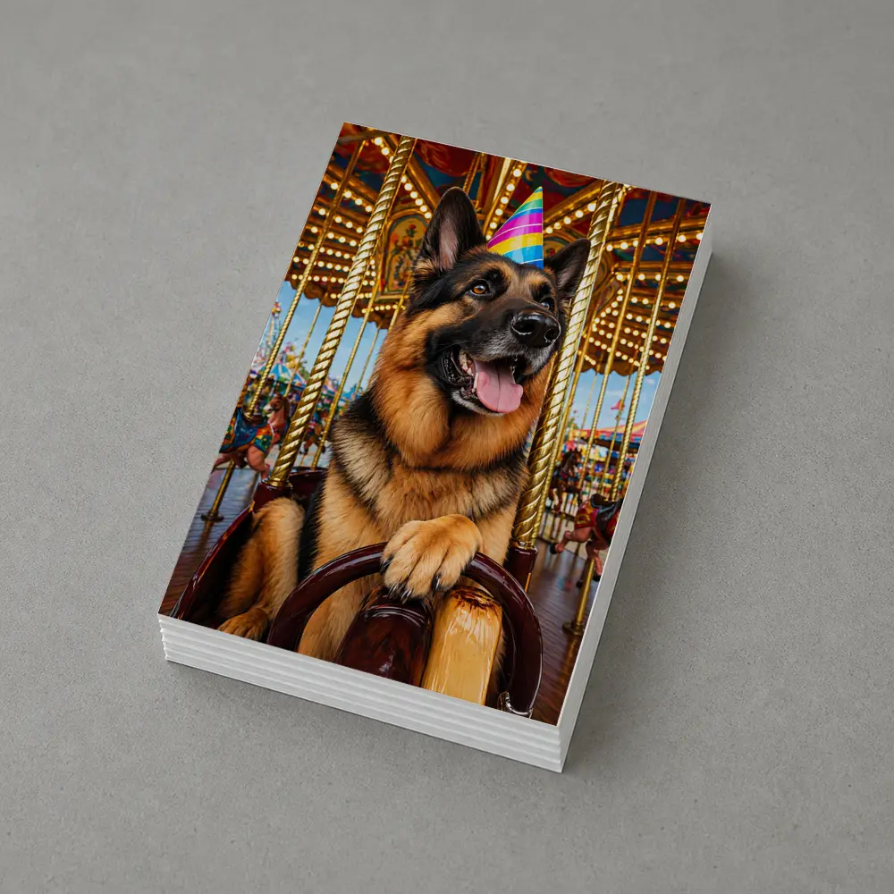 German Shepherd Party Hat Carousel Fun – Postcards