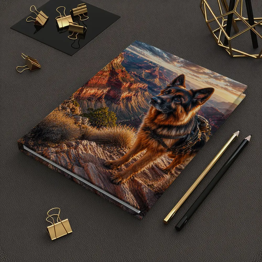 German Shepherd Standing at Grand Canyon Sunset – Notebooks