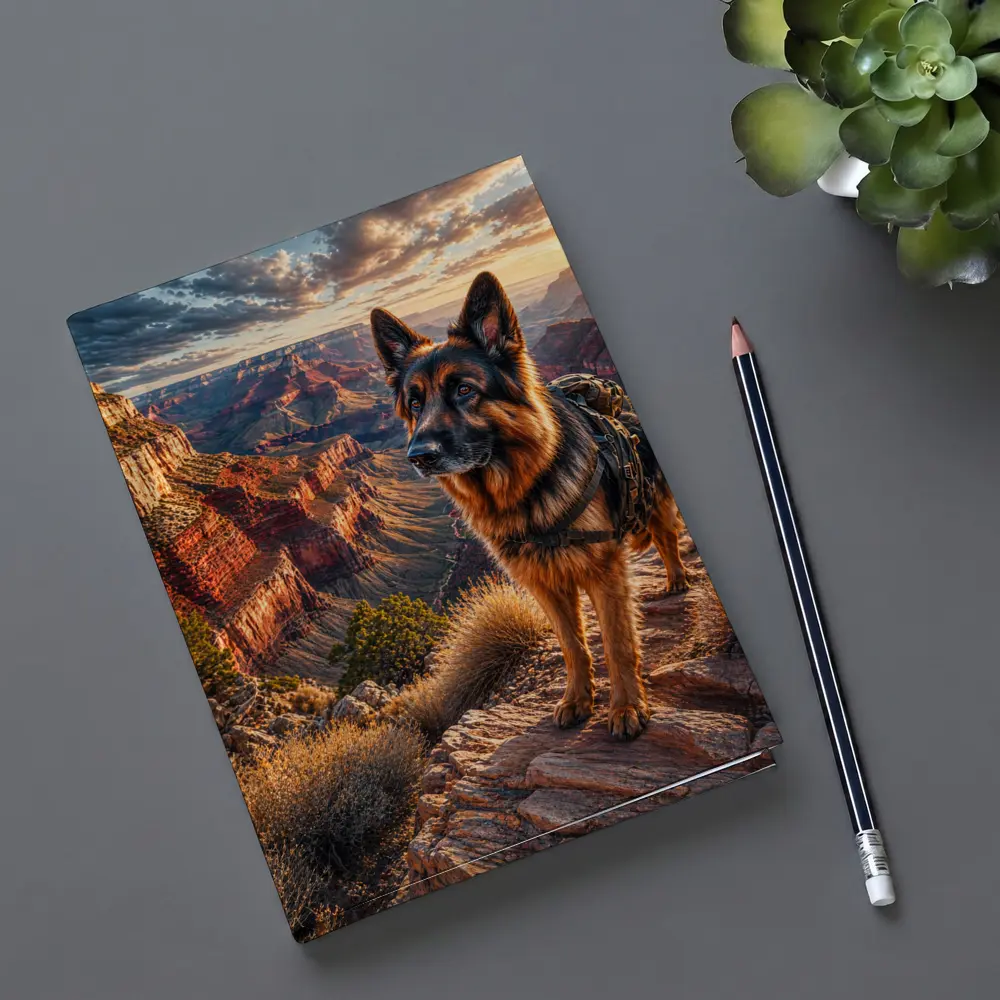 German Shepherd Standing at Grand Canyon Sunset – Notebooks