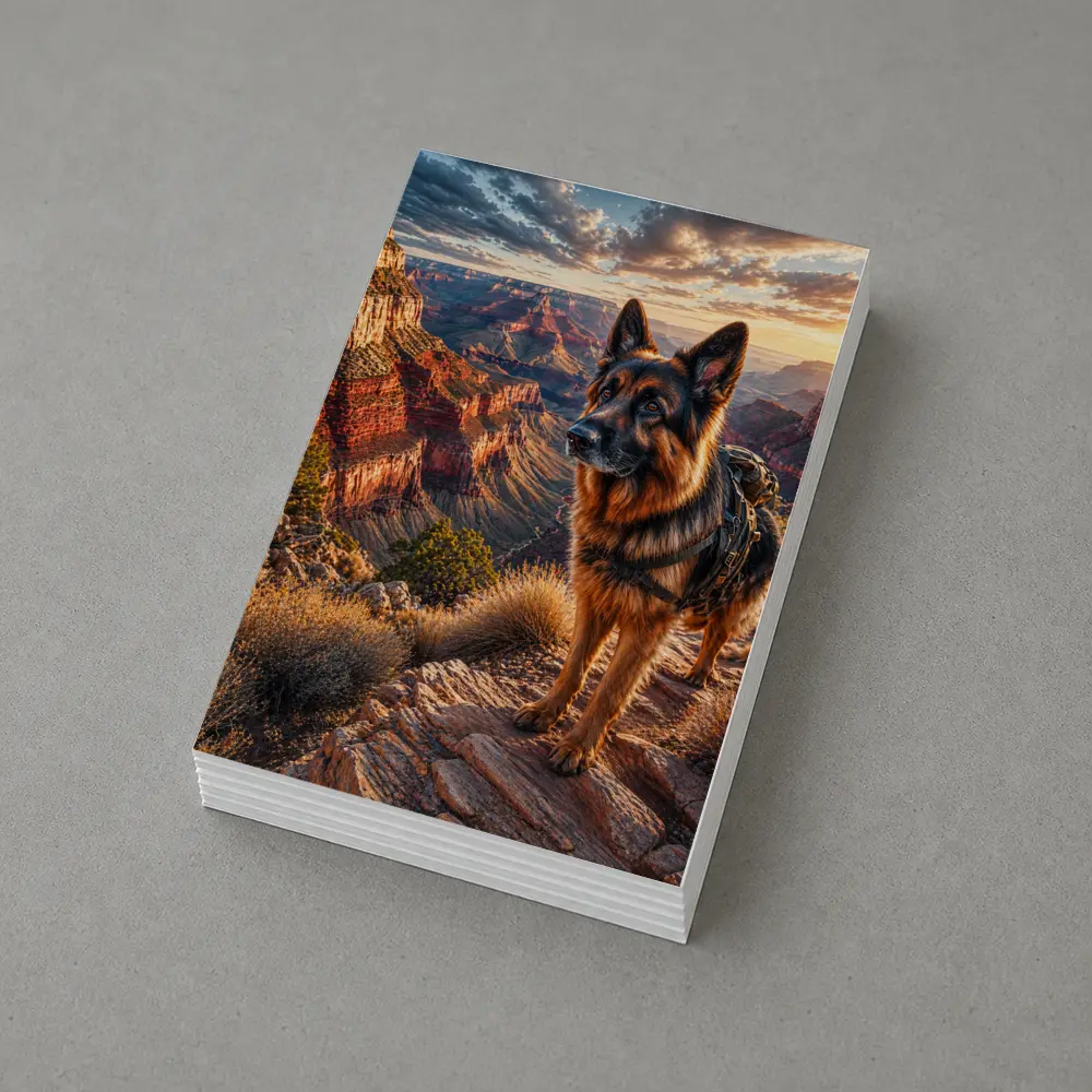 German Shepherd Standing at Grand Canyon Sunset – Postcards