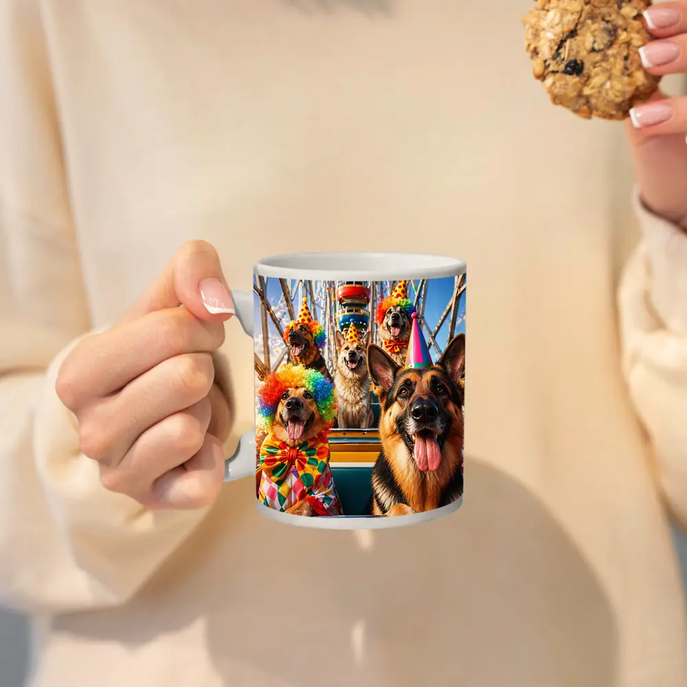 German Shepherds Clown Costumes Ferris Wheel Carnival – Mugs