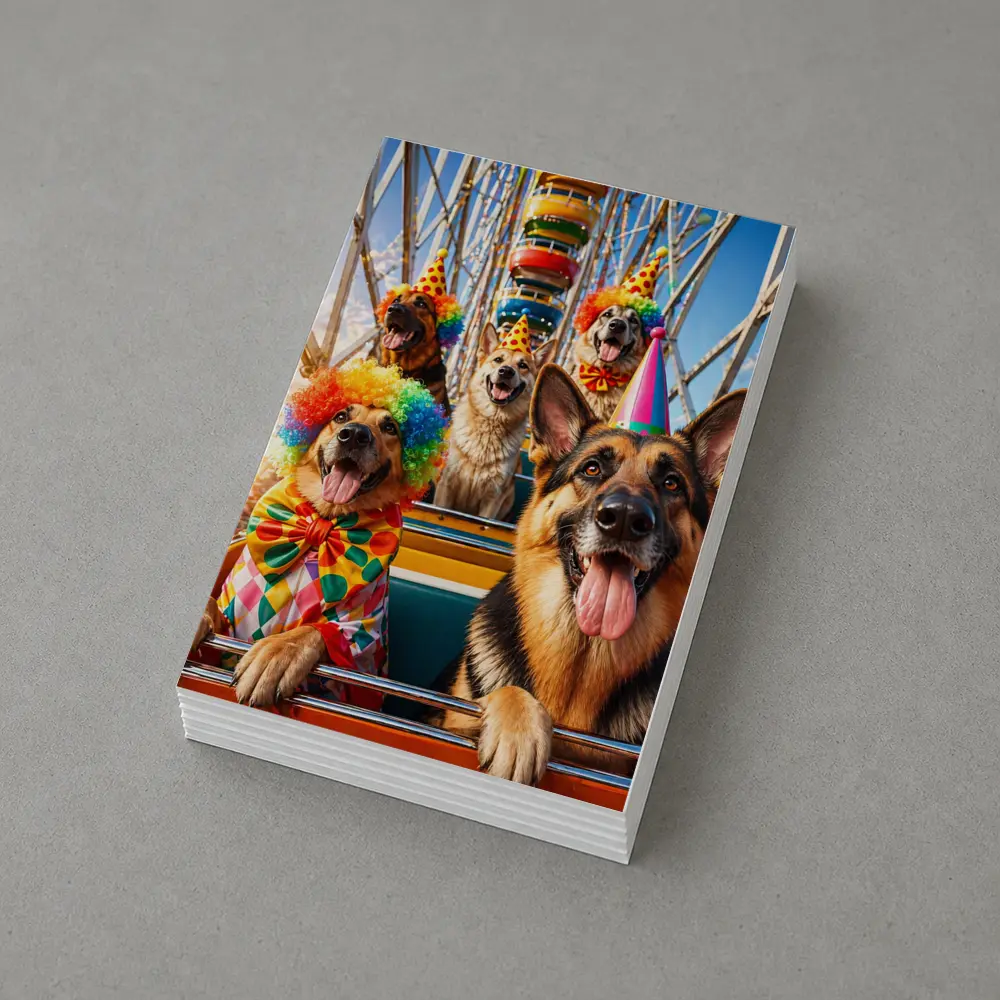 German Shepherds Clown Costumes Ferris Wheel Carnival – Postcards