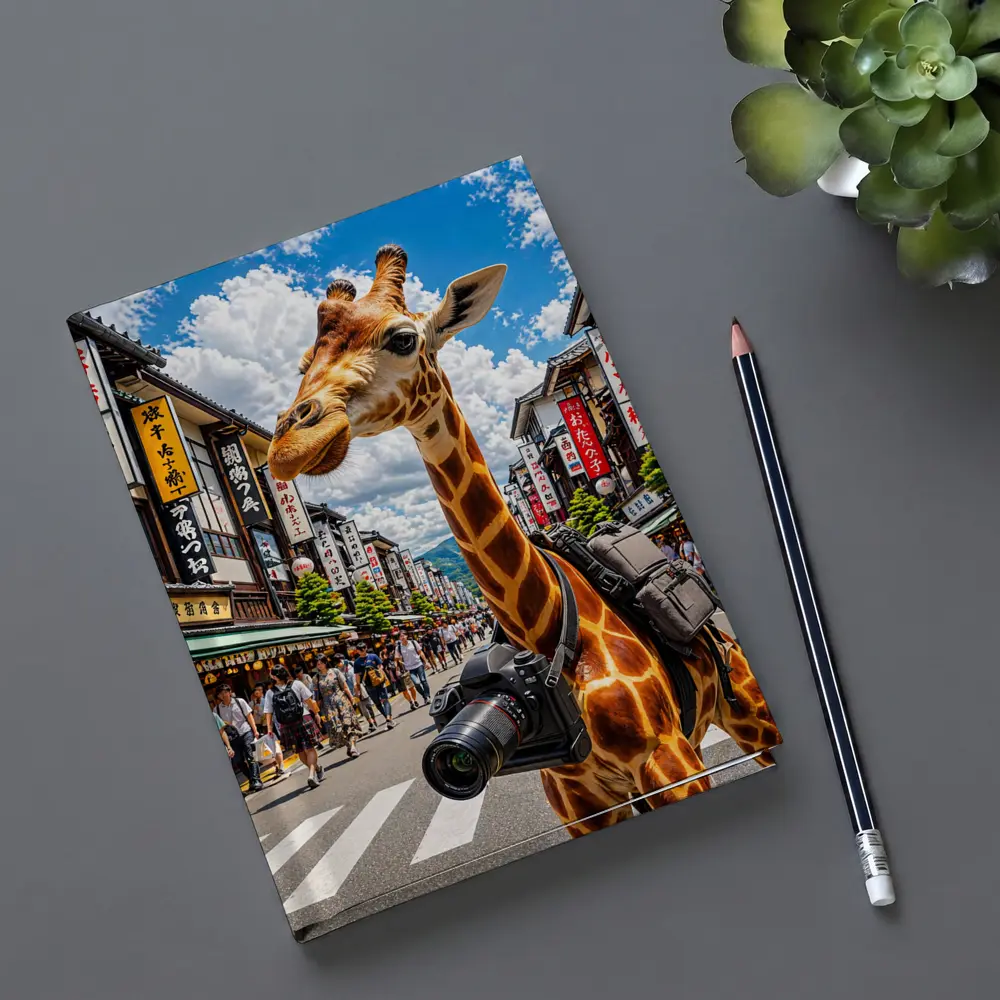 Giraffe Tourist With Camera in Japan – Notebooks
