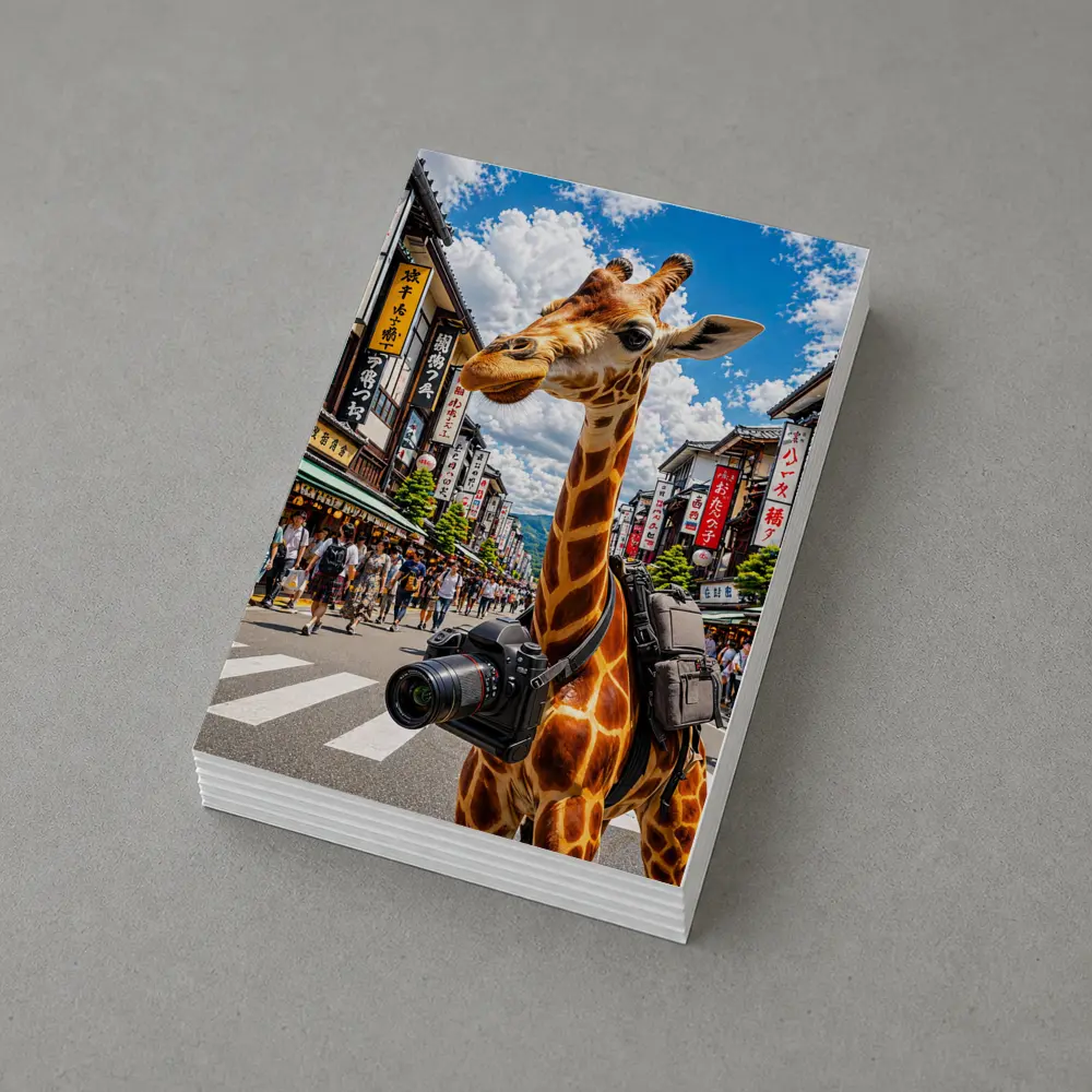 Giraffe Tourist With Camera in Japan – Postcards