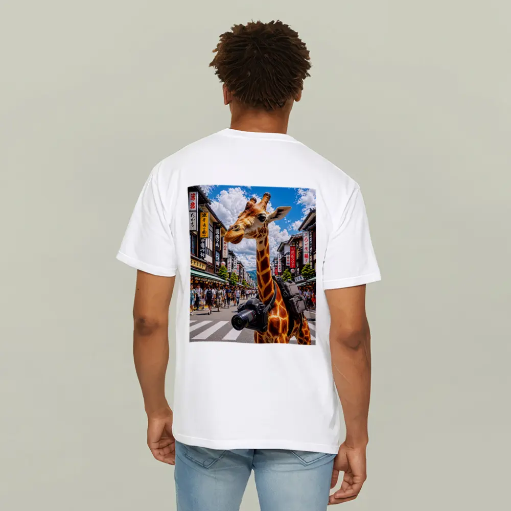 Giraffe Tourist With Camera in Japan – T-Shirts