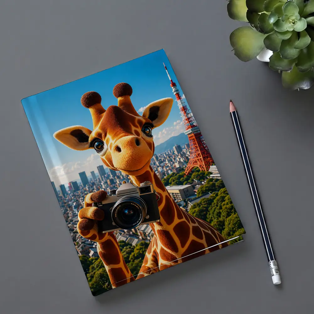 Giraffe Tourist With Camera Tokyo Tower – Notebooks