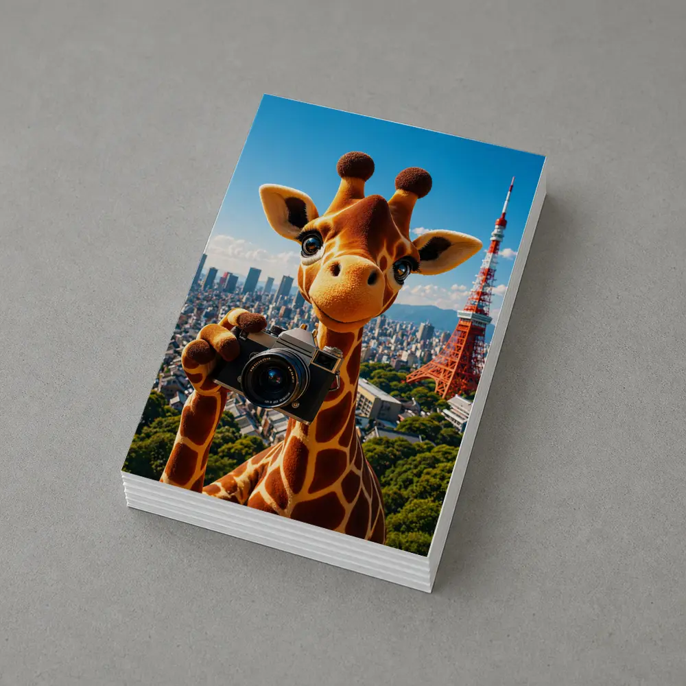 Giraffe Tourist With Camera Tokyo Tower – Postcards