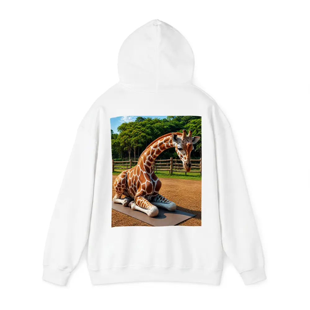 Giraffe Doing Yoga on Mat Outdoors – Hoodies