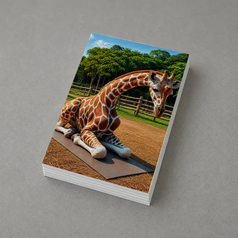 Giraffe Doing Yoga on Mat Outdoors – Postcards