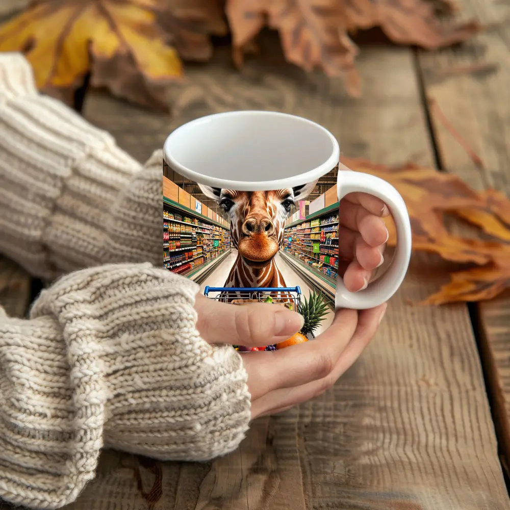 Giraffe Shopping Cart Supermarket Grocery Store – Mugs