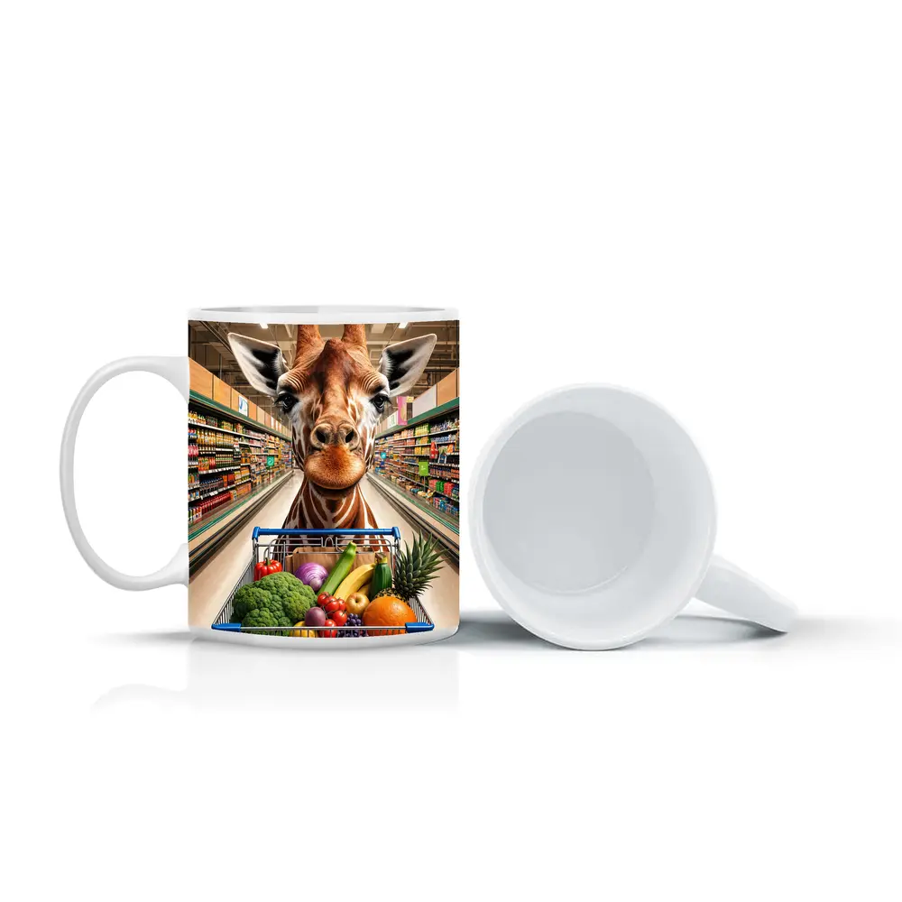 Giraffe Shopping Cart Supermarket Grocery Store – Mugs