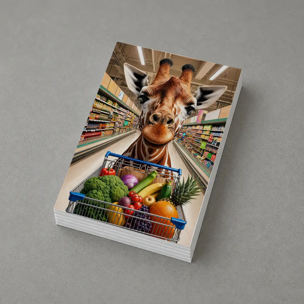 Giraffe Shopping Cart Supermarket Grocery Store – Postcards