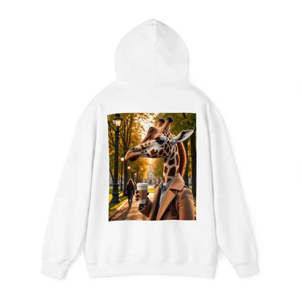 Giraffe With Coffee Autumn Park Walk – Hoodies