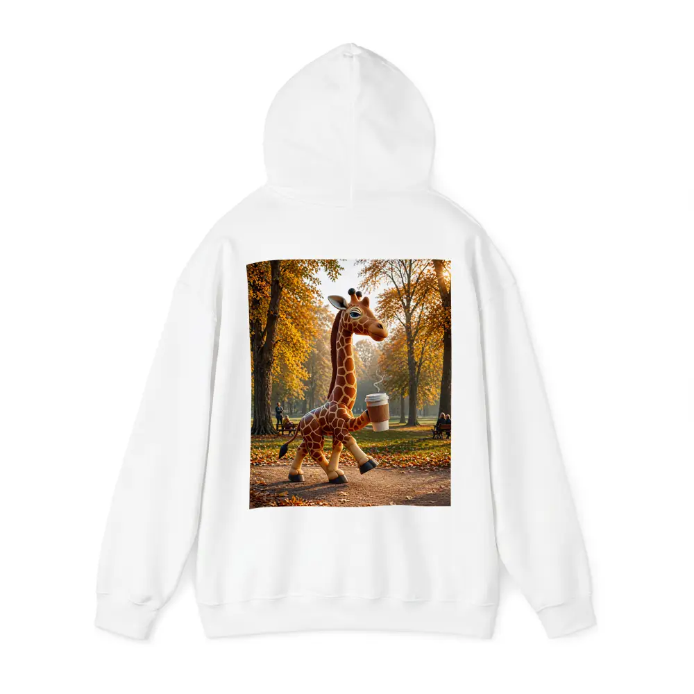 Giraffe Holding Coffee Cup Autumn Park – Hoodies