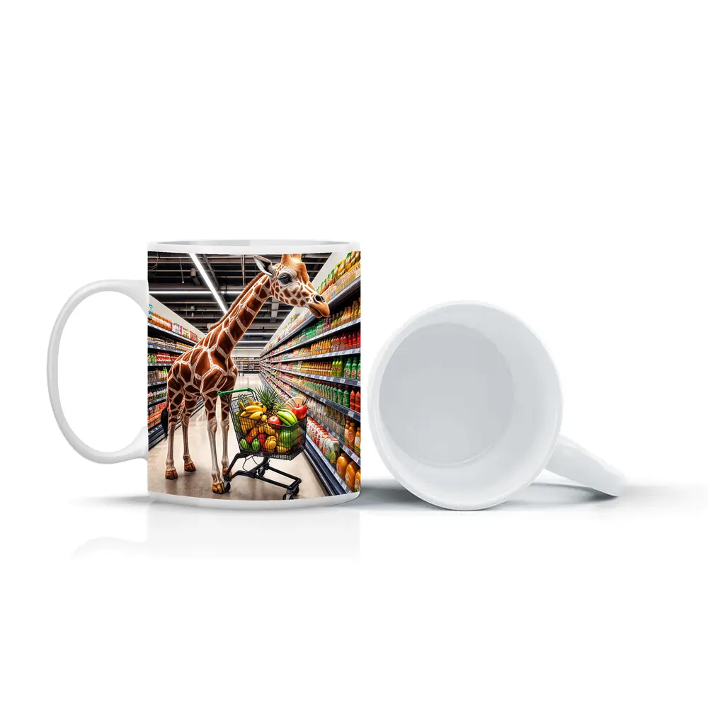 Giraffe Shopping Cart Supermarket Grocery Aisle – Mugs