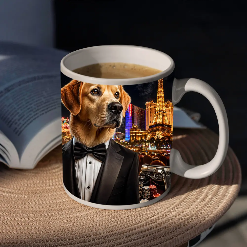 Golden Retriever Tuxedo Las Vegas Night – Mugs