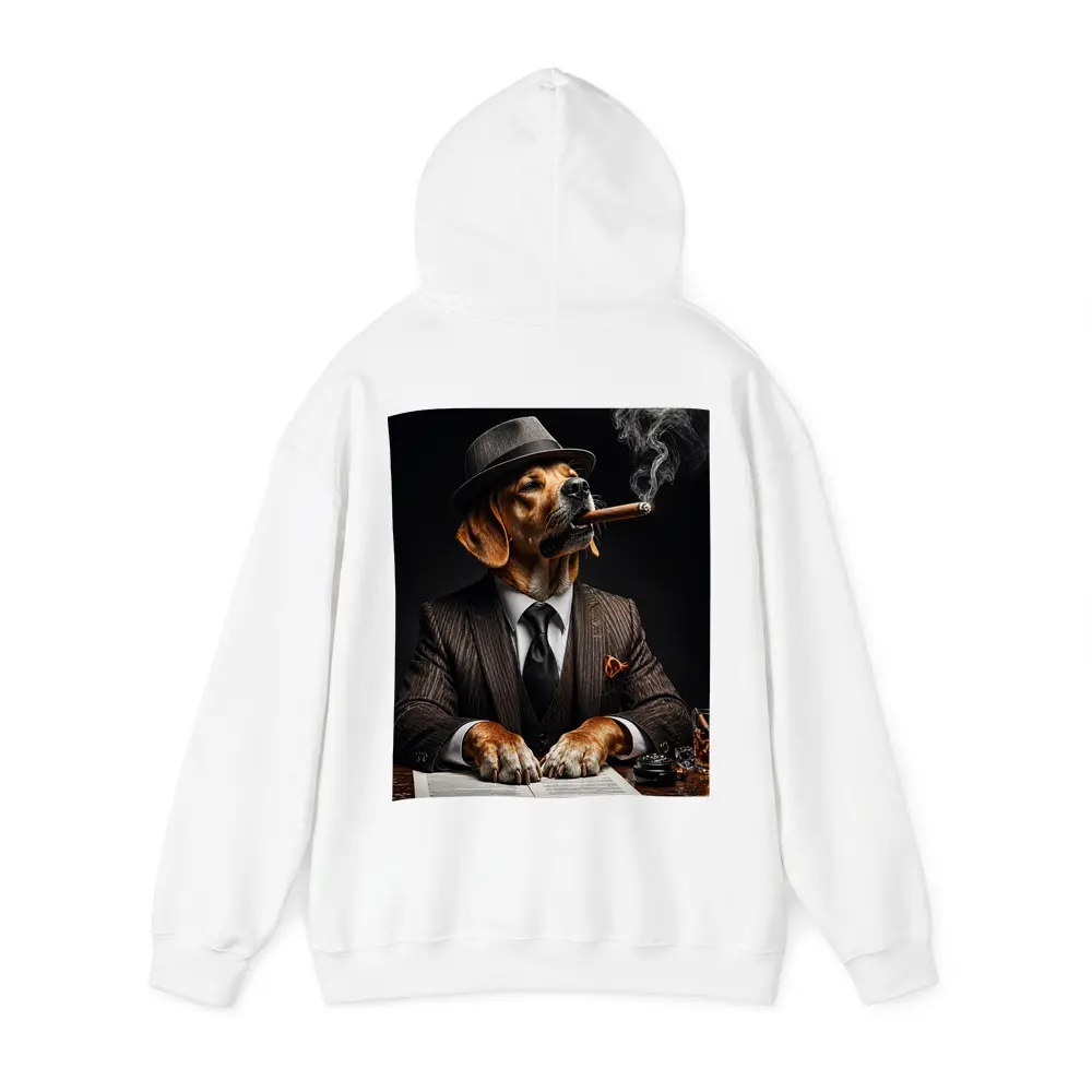 Labrador Dog Boss Suit Cigar Dark Background – Hoodies