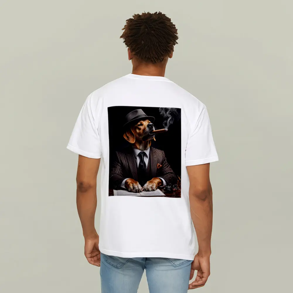 Labrador Dog Boss Suit Cigar Dark Background – T-Shirts